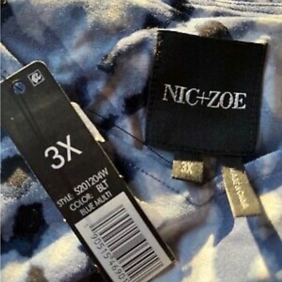 Nic + Zoe Blue Multi Knot-Front V-Neck Pullover Dress Size 3X MSRP $188 - Picture 3 of 6